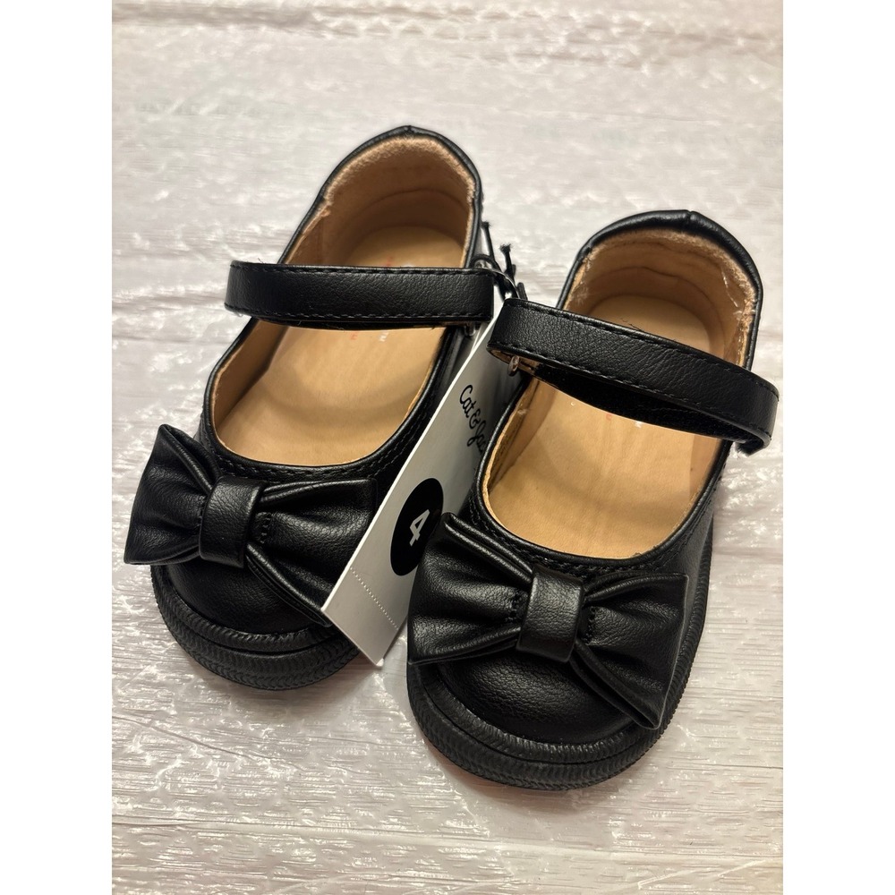 Black Bow Mary Jane Flats Toddler Girls Shoes Size 4